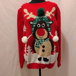 Cozy Red Reindeer Sweater